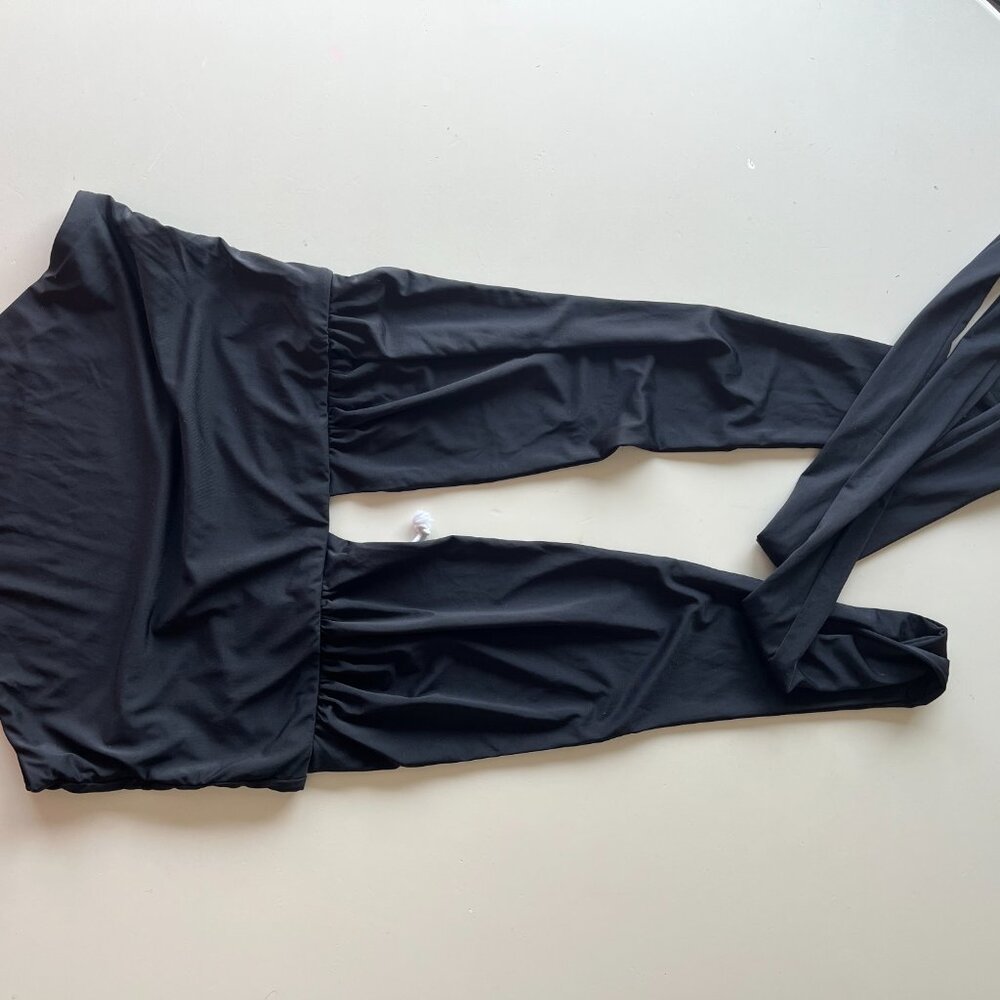 Princess Polly Black Plunge Halter Bodysuit Deep V Neck Long Sleeve NWT Size 6 - Picture 3 of 10